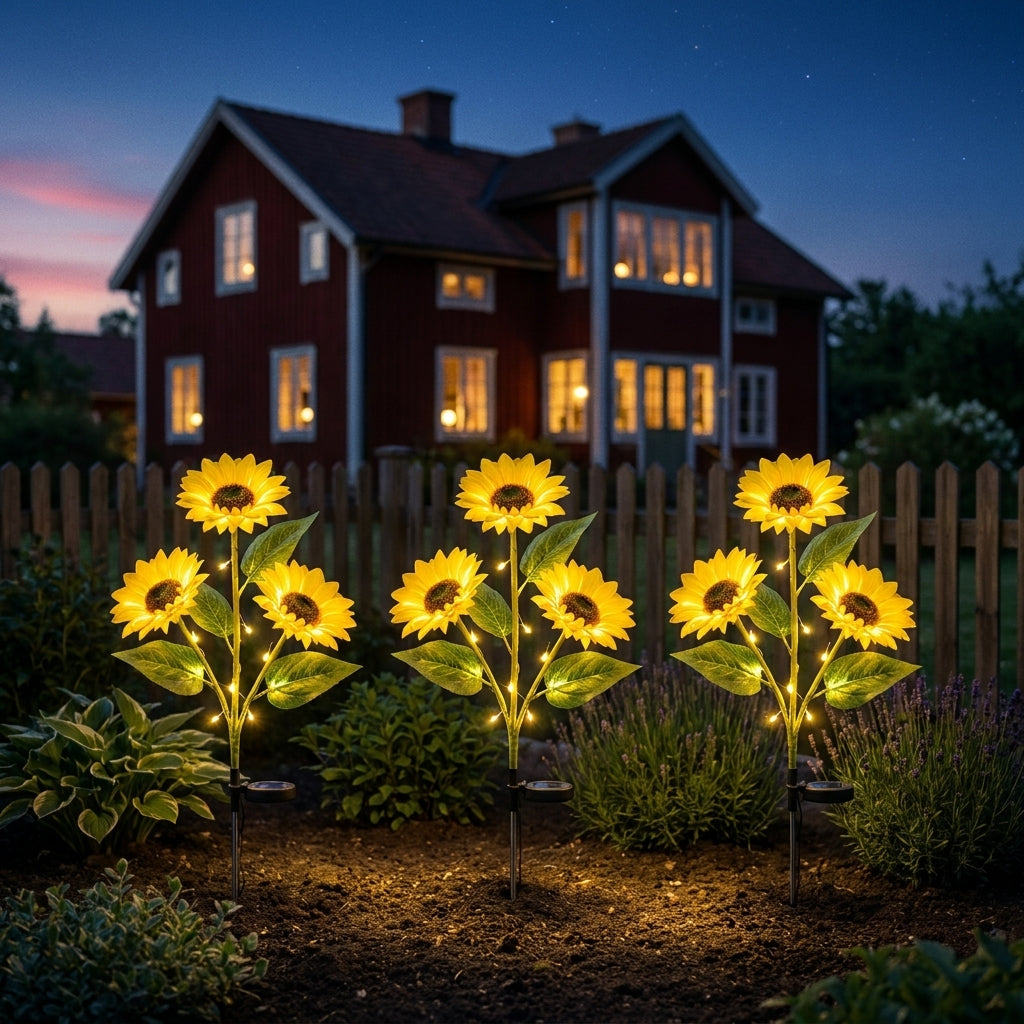 🌻 Solcelledrevet solsikke-havelampe – Ligner en rigtig solsikke