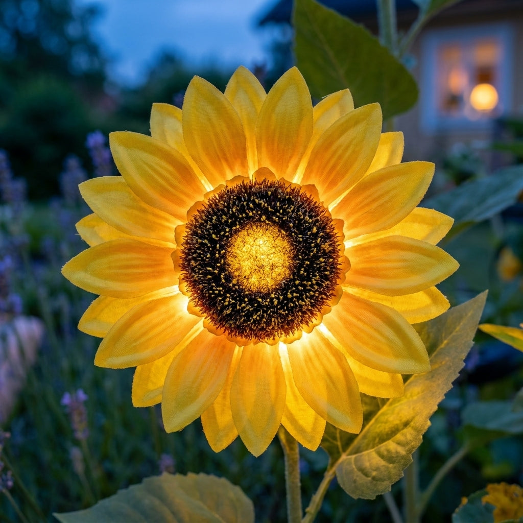 🌻 Solcelledrevet solsikke-havelampe – Ligner en rigtig solsikke