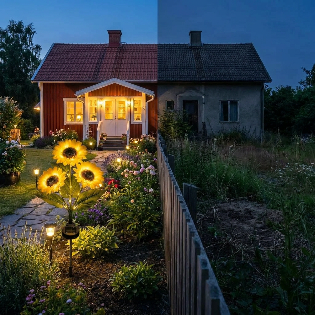 🌻 Solcelledrevet solsikke-havelampe – Ligner en rigtig solsikke