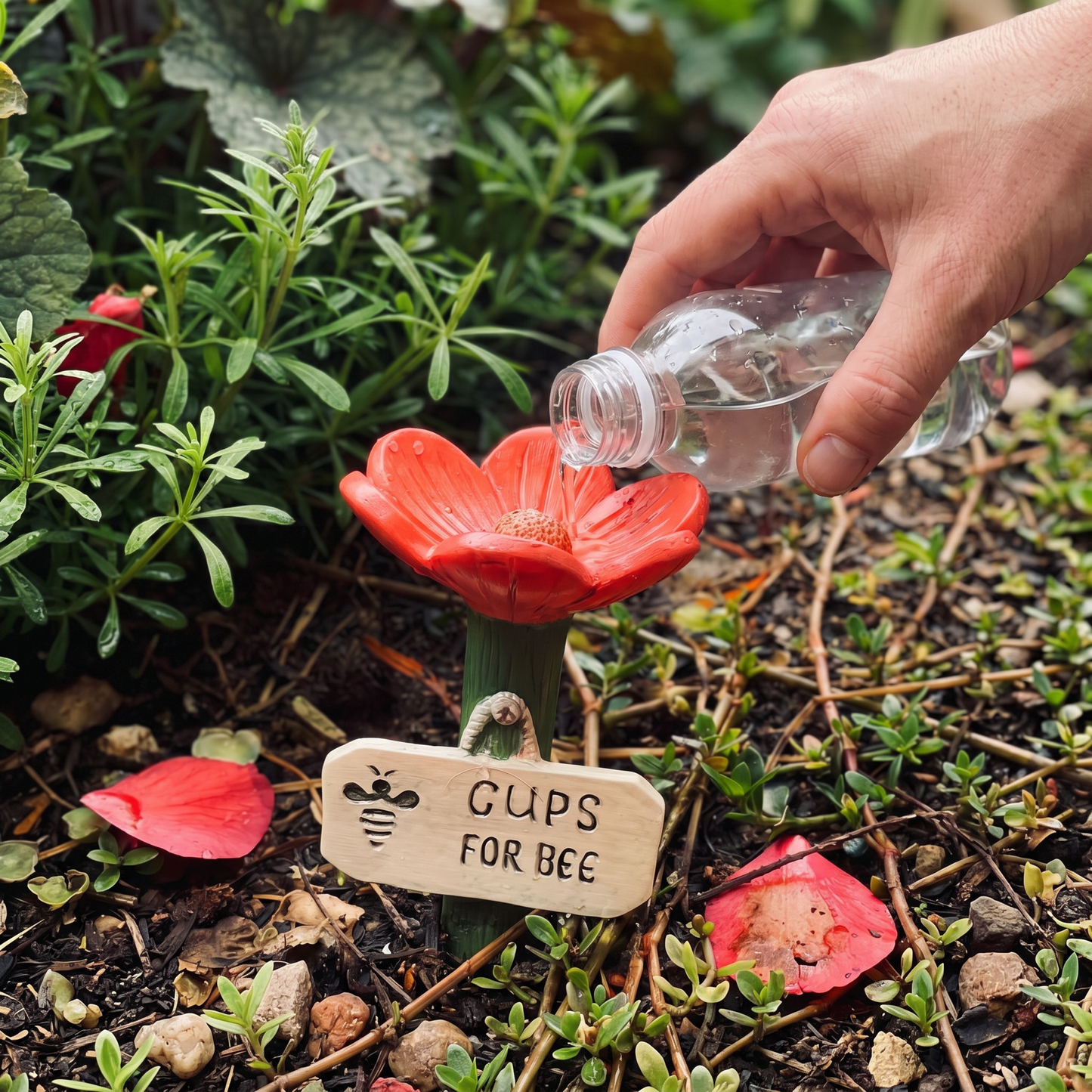 Blomsterformet bivander – Farverig Vanddispenser til Haven