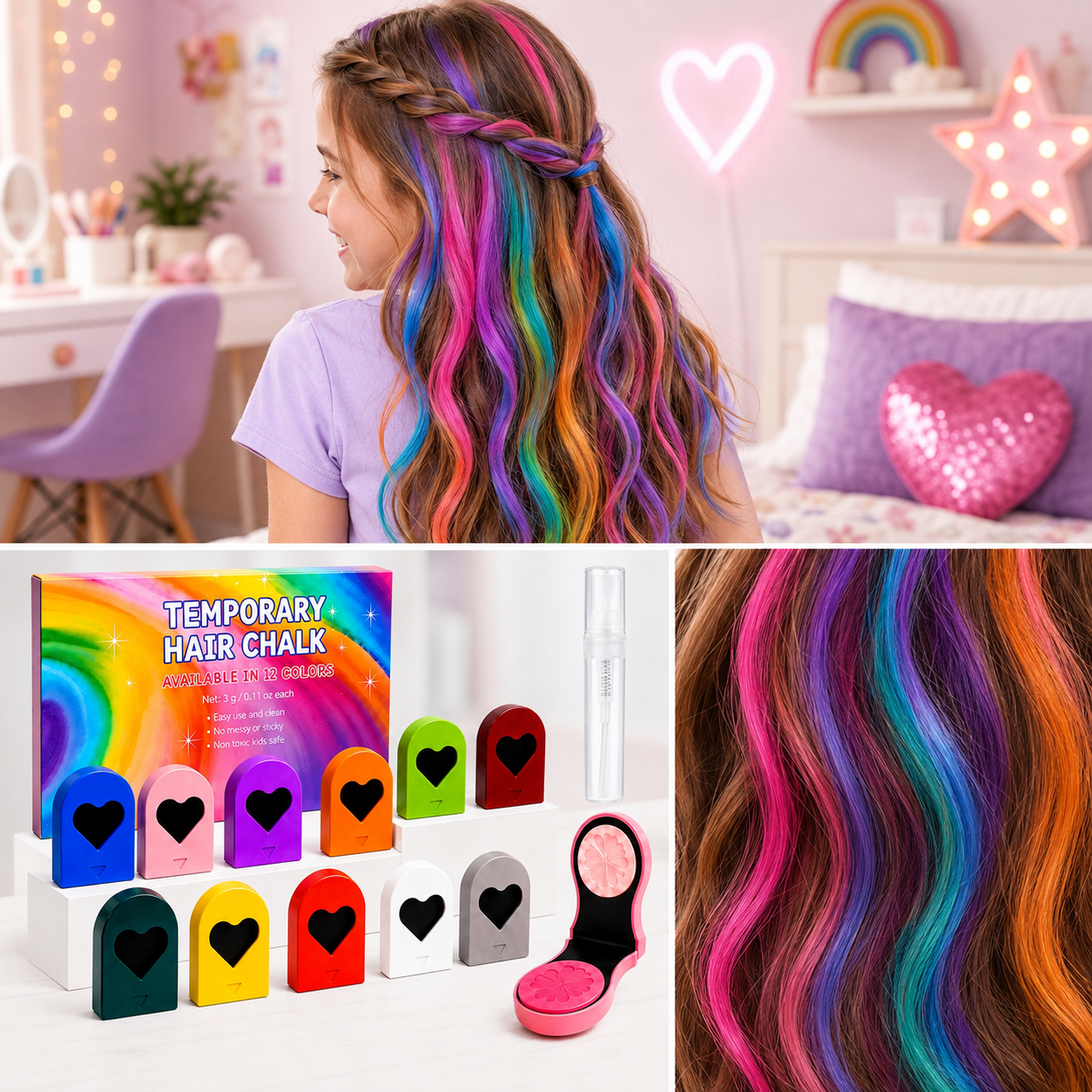 ColorPop Hårfarvekridt – 12 vaskbare farver