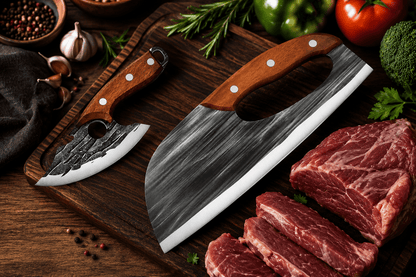 🔪 Premium kødknivsæt (2 dele) – Ekstremt skarpe, perfekt til BBQ, grilning og madlavning.