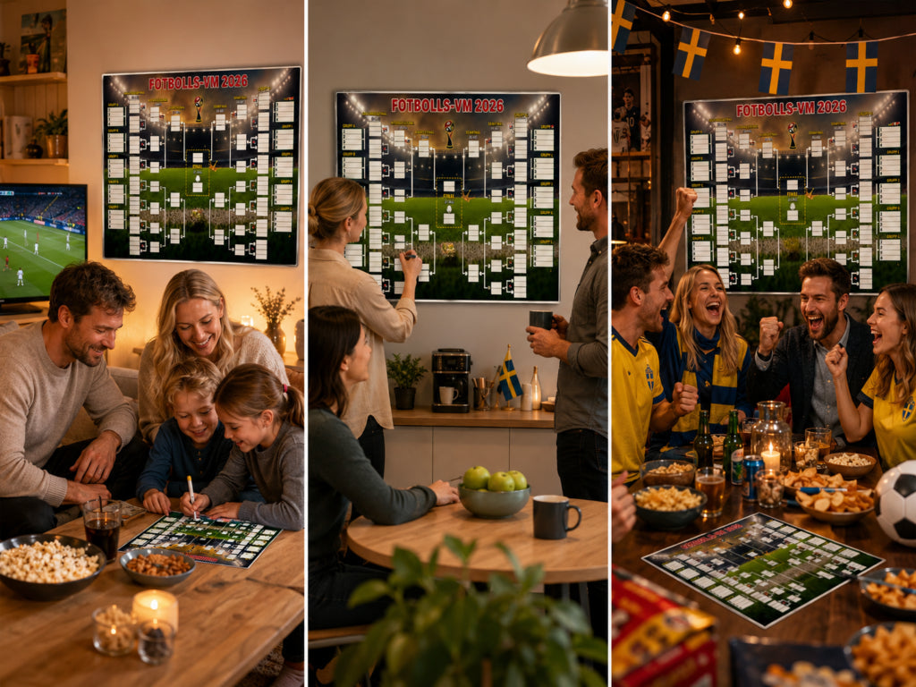 Kampprogramsplakat for VM 2026 — udfyld skemaet, placer dine væddemål, følg hele turneringen.