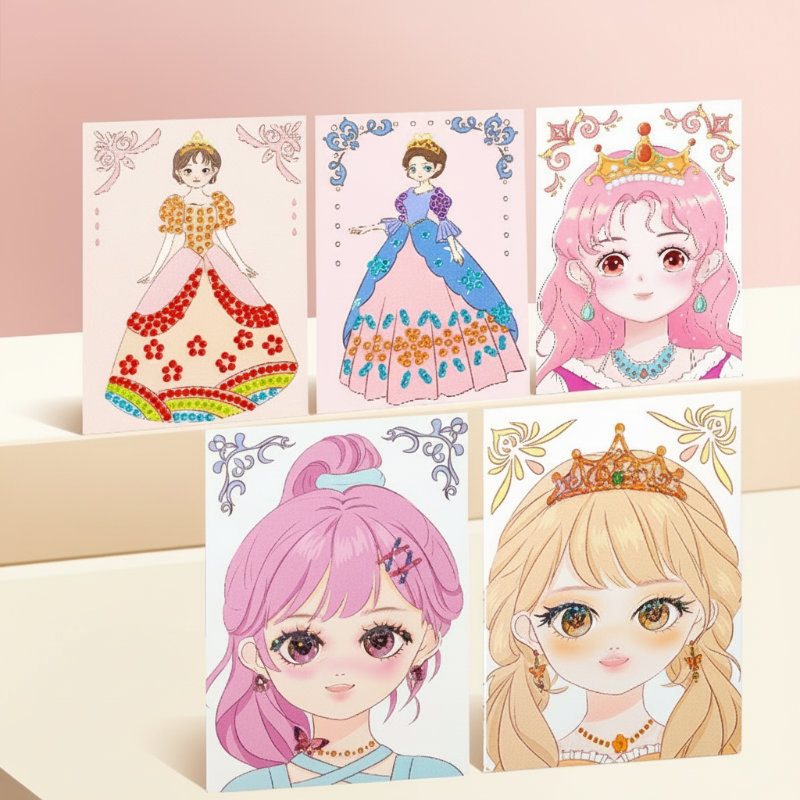 💖 Eksklusivt diamantmaleri og makeup-sæt med prinsessetema💎🎨