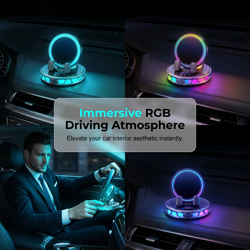 Mobilholder til bilen med RGB-lys