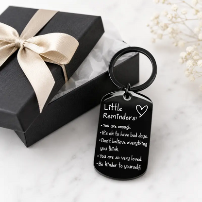 🔥 50% RABAT LIGE NU! 🎁 Graveret nøglering i rustfrit stål med inspirerende citat