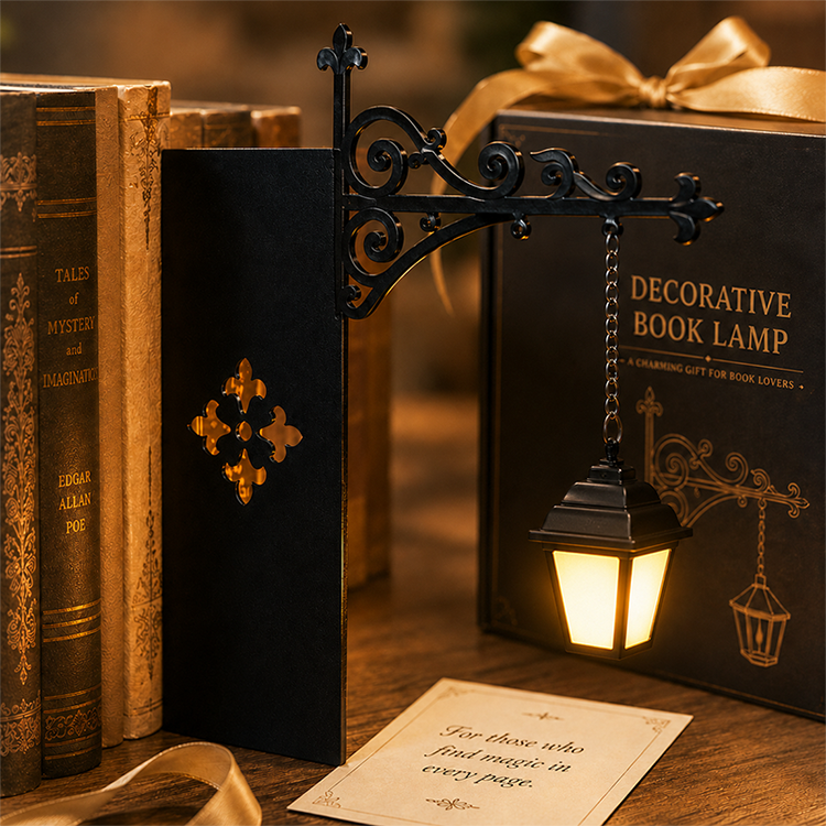 📢📢 50% RABAT LIGE NU! 🔥 Mini retro gadelampe bogstøtte 📚💡 – Unikt design til din bogreol
