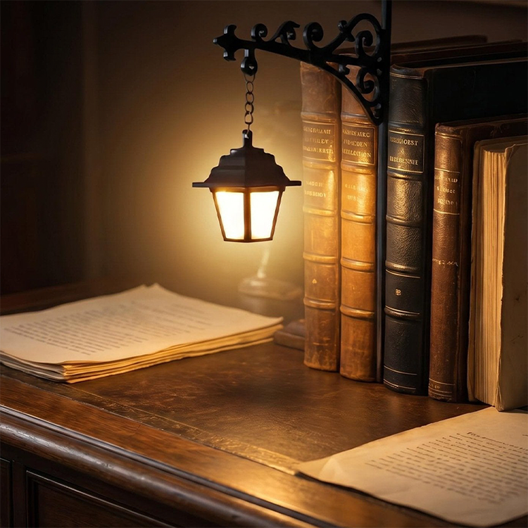 📢📢 50% RABAT LIGE NU! 🔥 Mini retro gadelampe bogstøtte 📚💡 – Unikt design til din bogreol