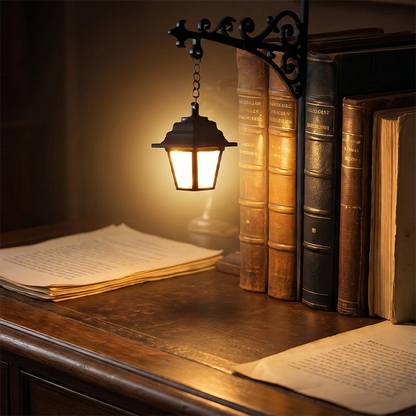 📢📢 50% RABAT LIGE NU! 🔥 Mini retro gadelampe bogstøtte 📚💡 – Unikt design til din bogreol