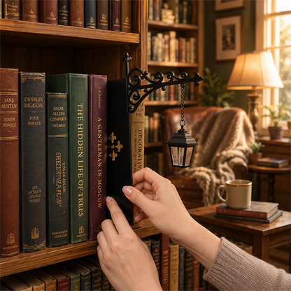 📢📢 50% RABAT LIGE NU! 🔥 Mini retro gadelampe bogstøtte 📚💡 – Unikt design til din bogreol