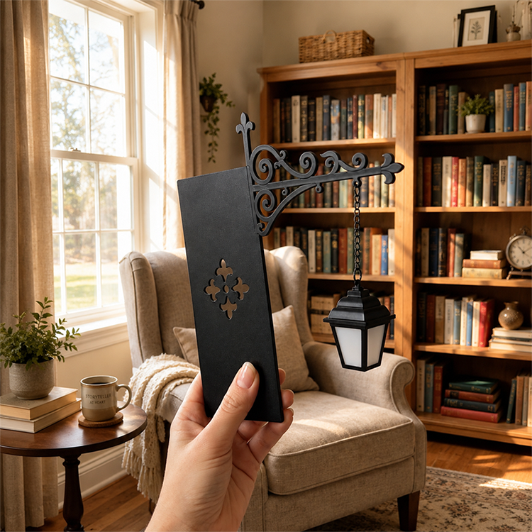 📢📢 50% RABAT LIGE NU! 🔥 Mini retro gadelampe bogstøtte 📚💡 – Unikt design til din bogreol