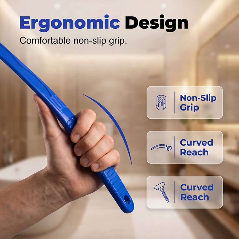 🥳 BESTSELLER 2026 🥳 Kropsapplikator med rulle og ergonomisk buet håndtag – nem og jævn påføring af kropslotion og solcreme