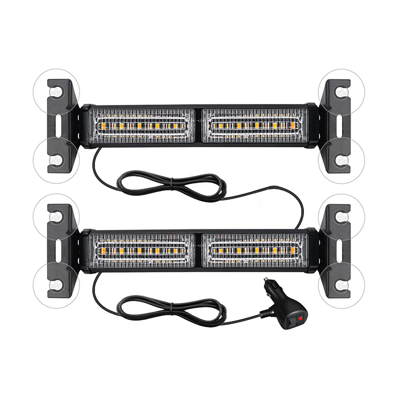 LED-stroboskoplys / Blinklys-bar – høj synlighed, 18 blinkmønstre, montering med sugekop