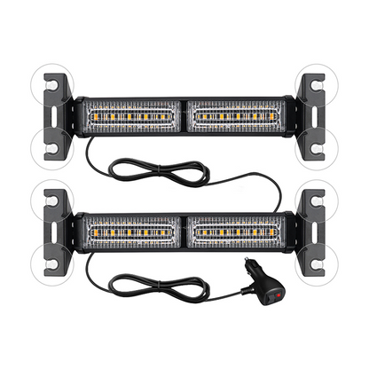 LED-stroboskoplys / Blinklys-bar – høj synlighed, 18 blinkmønstre, montering med sugekop